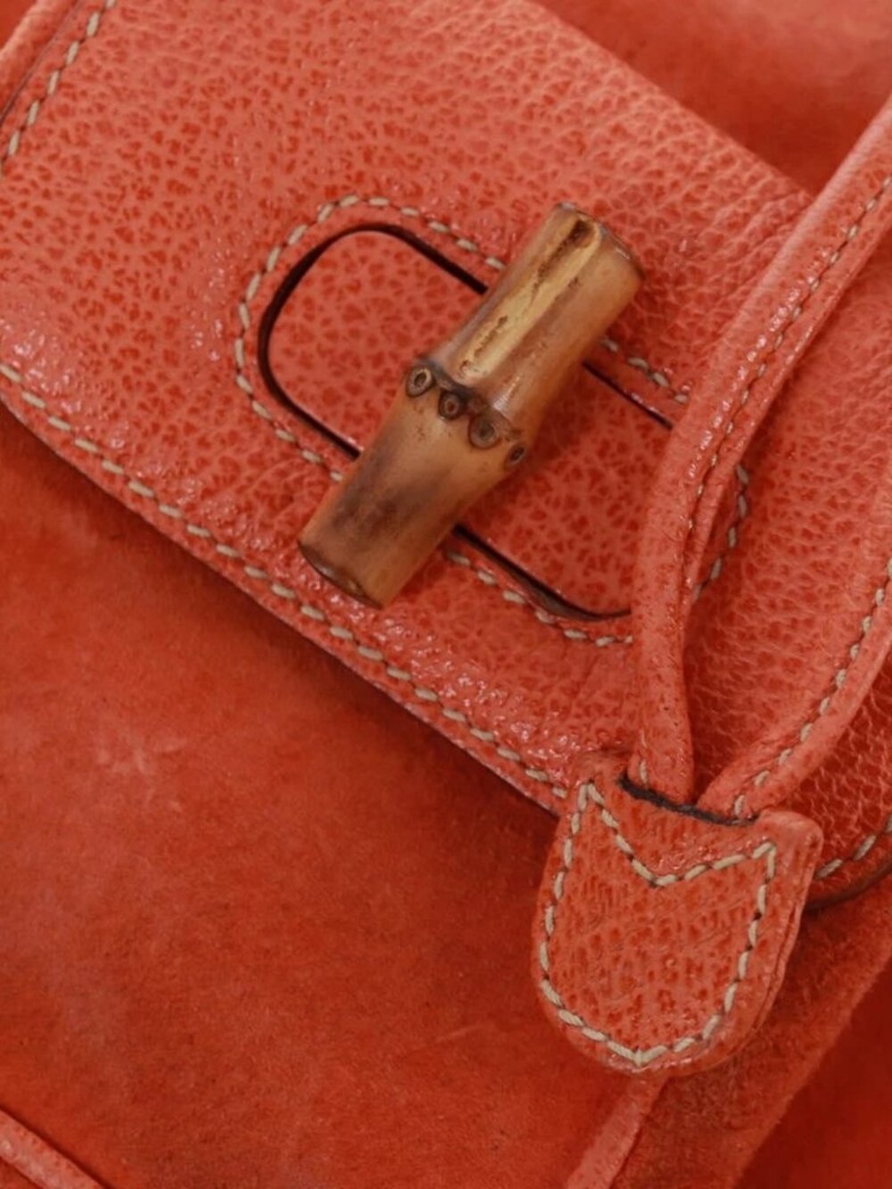 GUCCI Bamboo Backpack Suede Orange Gold 003 58 0030 Auth 159296 - Picture 12 of 16